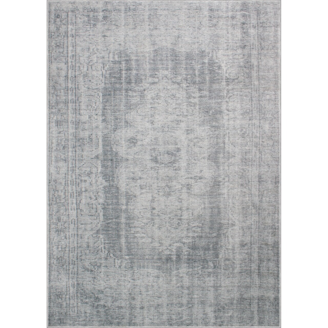 Signature Home Collection Distressed Rectangular Area Throw Rug - 5.25' x 7.25' - Dusty Blue